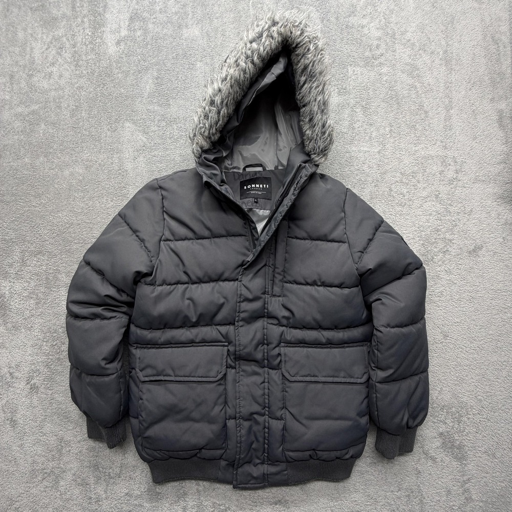 Sonneti Jacket Youth Large Gray Puffer Hooded Faux‎ Fur Insulated Winter Coat